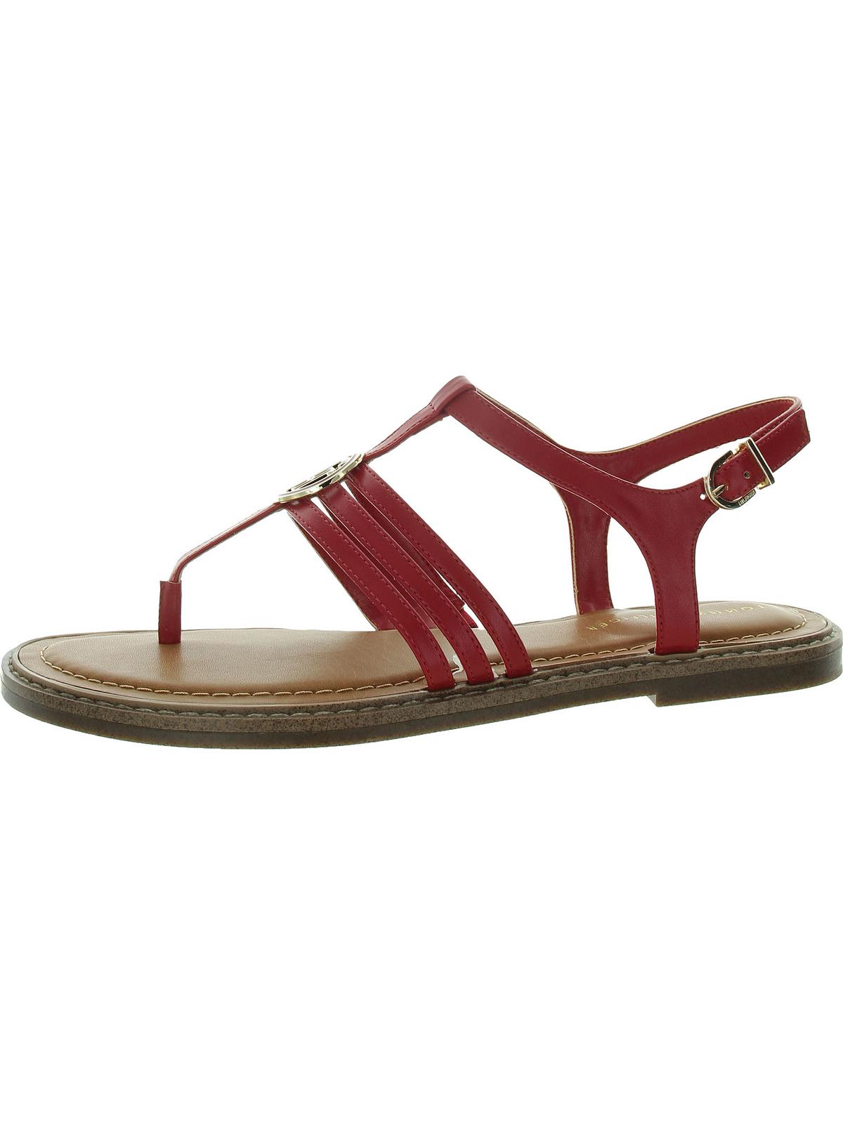Tommy Hilfiger Womens BRAILO Logo Faux Leather Flatform Sandals